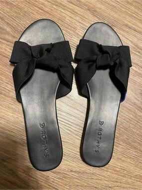 Rothy's The Knot Black Bow Slide Sandals 11